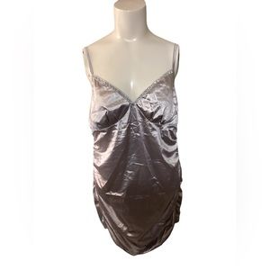 SHEIN Women’s Slinky Bling Ruched Zippered Bodycon Mini Dress Size 0XL